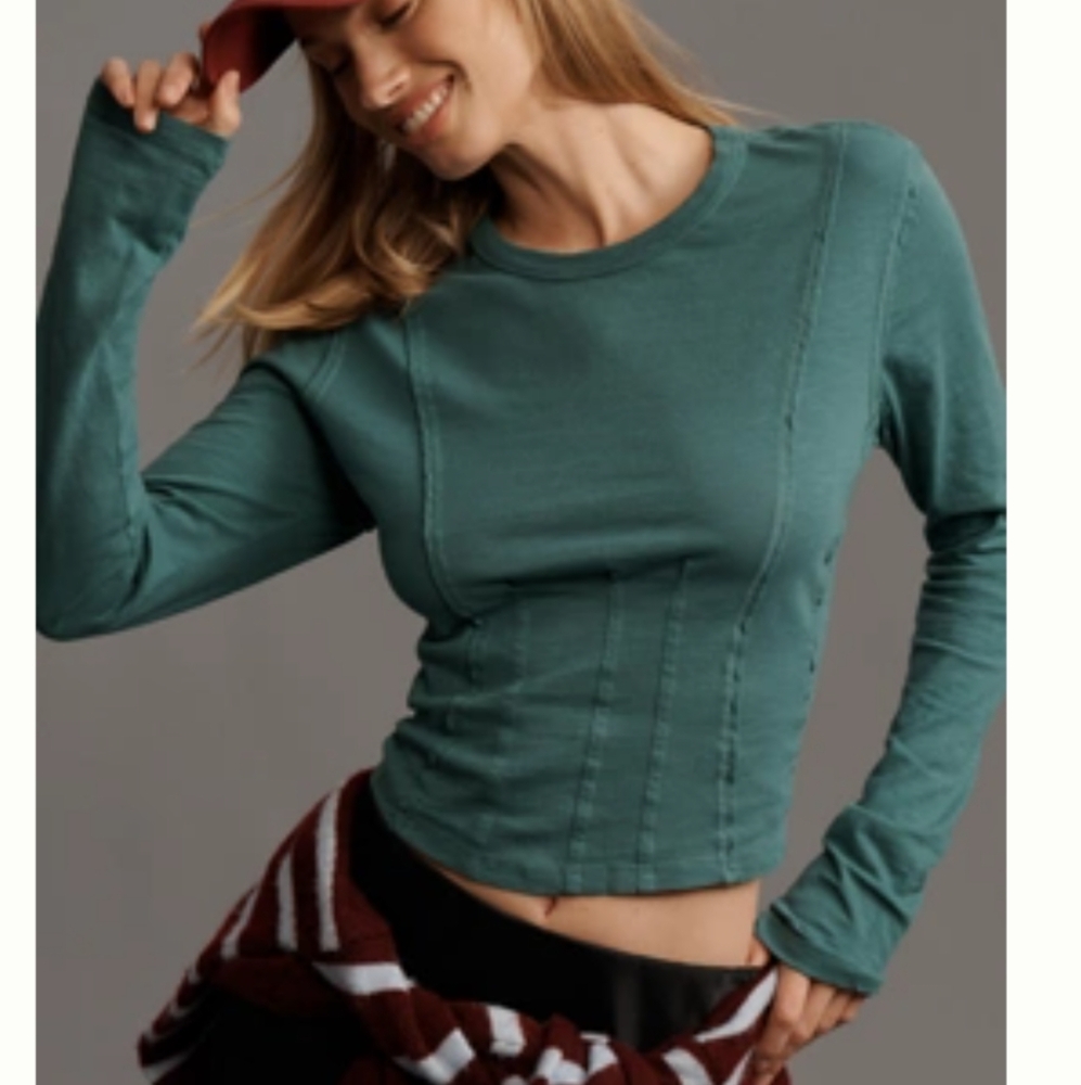 ANTHROPOLOGIE NWT Pilcro Teal Long Sleeve Top XXS
